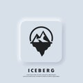 Iceberg geometric logo. Iceberg icon. Vector. UI icon. Snow mountain in the ocean. Abstract mountain ice peak. Neumorphic UI UX