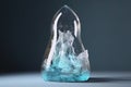 Iceberg glacier melting in a glass clock with a drop and a desert Global warming Drying up rivers and lakes. Generative AI