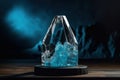 Iceberg glacier melting in a glass clock with a drop and a desert Global warming Drying up rivers and lakes. Generative AI