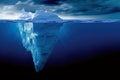 The iceberg is a hidden danger and the concept of global warming. Floating ice in the ocean. A copy space for text and design Royalty Free Stock Photo