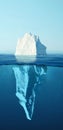 Iceberg - Hidden Danger And Global Warming Concept. Iceberg floating in the ocean with visible underwater part. Greenland Ice
