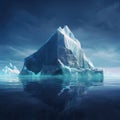 Iceberg - Hidden Danger And Global Warming Concept. Iceberg floating in the ocean with visible underwater part.