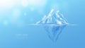 Iceberg. hidden potential. Business concept. Glowing low poly, wireframe, linear, line, and mesh illustration vector