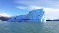 Iceberg or ice mountain is a large piece of freshwater ice that has broken off a glacier or an ice shelf and is floating freely in