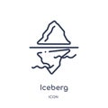 Iceberg icon from nature outline collection. Thin line iceberg icon isolated on white background