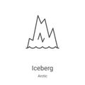 iceberg icon vector from arctic collection. Thin line iceberg outline icon vector illustration. Linear symbol for use on web and