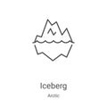 iceberg icon vector from arctic collection. Thin line iceberg outline icon vector illustration. Linear symbol for use on web and