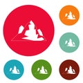 Iceberg icons circle set vector