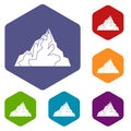 Iceberg icons set hexagon