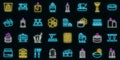 Iceberg icons set outline vector. Melting winter vector neon