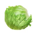 Iceberg lettuce, or crisphead, isolated, from above, on white background