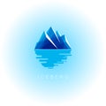 Iceberg logo. Iceberg emblem Blue transparent iceberg with reflection.