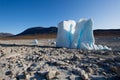 Iceberg in the middle of a dried out lake