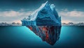 iceberg model in polar regions which shows a big hidden potential beneath the surface created with generative ai