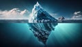 iceberg model in polar regions which shows a big hidden potential beneath the surface created with generative ai