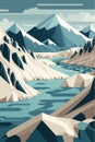 Iceberg in north sea or arctic ocean, glaciers landscape vector illustration Royalty Free Stock Photo