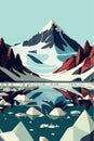 Iceberg in north sea or arctic ocean, glaciers landscape vector illustration Royalty Free Stock Photo