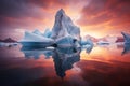 iceberg in the northen sea at sunset, AI generated