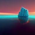 Iceberg in the ocean abstract picture. Iceberg on the background of a sunset. Digital illustration. AI-generated