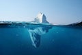 Iceberg in the ocean. Beautiful view under water. Global warming. Melting glacier. Hidden Danger Concept.