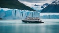 iceberg in polar regions Boat sailing near glacier, in , Argentina