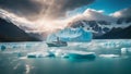 iceberg in polar regions highly intricately detailed photograph of Boat sailing