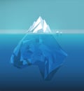 Iceberg polygonal illustration, sea ice berg, underwater ice, abstract polygon ice floe, glacier vector picture. Royalty Free Stock Photo