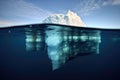 iceberg reflection on the water surface from below