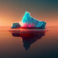 Iceberg in the sea at sunset. Iceberg in the ocean abstract picture. Digital illustration. AI-generated