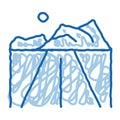 Iceberg doodle icon hand drawn illustration