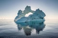 Iceberg during sunrise with backlight by sunrays.