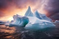 iceberg at sunset, AI generated