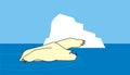 Iceberg and swimming polar white bear