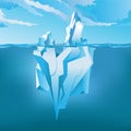 Iceberg under and above water. Vector illustration