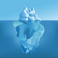 Iceberg under and above water. Vector illustration