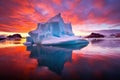 iceberg under a vibrant, colorful sunset