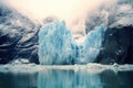 An iceberg undergoing a process of liquefaction amidst the vast oceanic expanse, epitomizing the effects of global warming and the