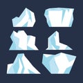 Iceberg underwater due to ice set isolated. Antarctic polar iceberg frozen mountain collection. Deep sea winter glacier vector