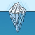 Iceberg underwater pop art raster illustration