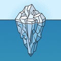 Iceberg underwater pop art vector illustration