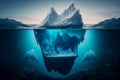 iceberg underwater risk, dark hidden .generative ai