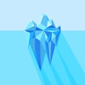 Iceberg visible and hidden parts underwater with shadows. Polygonal geometric iceberg. Vector illustration of floating