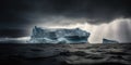 Iceberg Waving On Big Cold Waves Of North Ocean In Storm Royalty Free Stock Photo