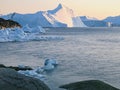 Icebergs on arctic ocean in Greenland