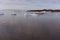 Icebergs on arctic ocean in Greenland Royalty Free Stock Photo