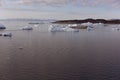 Icebergs on arctic ocean in Greenland Royalty Free Stock Photo