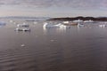 Icebergs on arctic ocean in Greenland Royalty Free Stock Photo