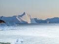 Icebergs on arctic ocean in Greenland