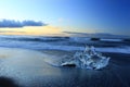 Icebergs on the Beach near Jokulsarlon Glacial Lagoon, Iceland Royalty Free Stock Photo