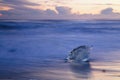 Icebergs on the Beach near Jokulsarlon Glacial Lagoon, Iceland Royalty Free Stock Photo